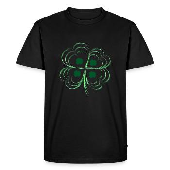 Trèfle vert à trois feuilles - T-shirt Premium bio Homme - noir - Devant - Nico (187cm)