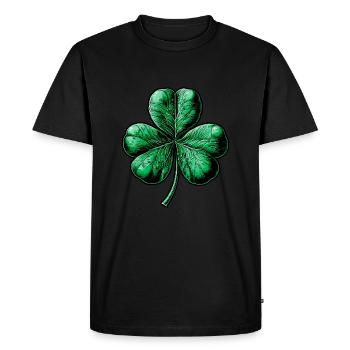 Trèfle vert à trois feuilles - T-shirt Premium bio Homme - noir - Devant - Nico (187cm)