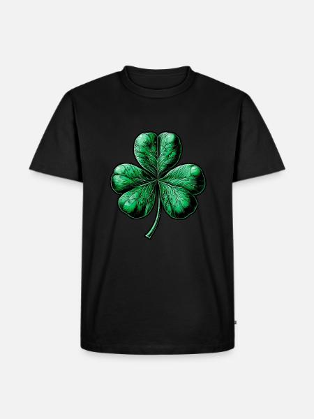 Green three-leaf clover - Men's Premium Organic T-Shirt - black