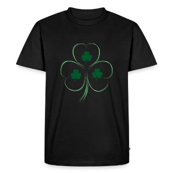Trèfle à trois feuilles en forme de cœur - T-shirt Premium bio Homme - noir - Devant - Nico (187cm)