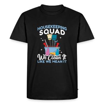Housekeeping Squad - Men's Premium Organic T-Shirt - black - Front - Nico (187cm)