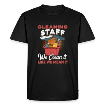Personnel de nettoyage - T-shirt Premium bio Homme - noir - Devant - Nico (187cm)