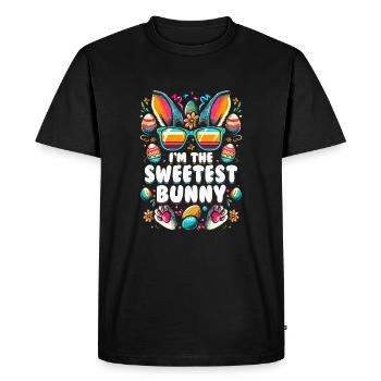 Je suis le lapin le plus doux - T-shirt Premium bio Homme - noir - Devant - Nico (187cm)