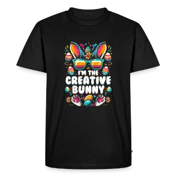 Je suis le lapin créatif - T-shirt Premium bio Homme - noir - Devant - Nico (187cm)