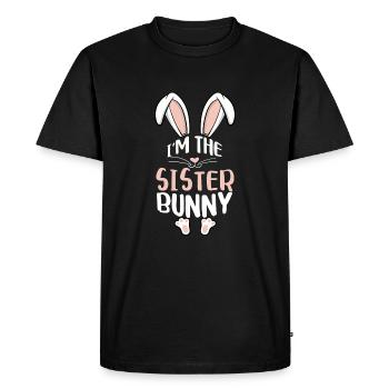 Je suis la sœur lapin - T-shirt Premium bio Homme - noir - Devant - Nico (187cm)