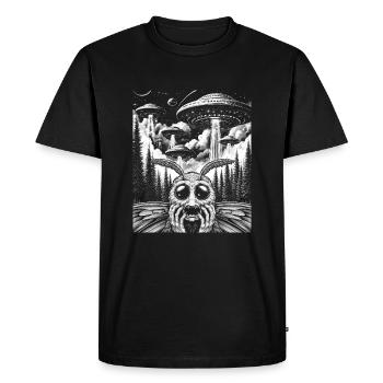 Invasion extraterrestre OVNI Selfie Mothman - T-shirt Premium bio Homme - noir - Devant - Nico (187cm)
