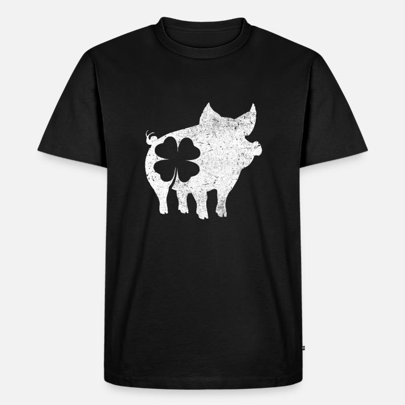 Kleeblatt Schwein - Männer Premium Bio T-Shirt - Schwarz
