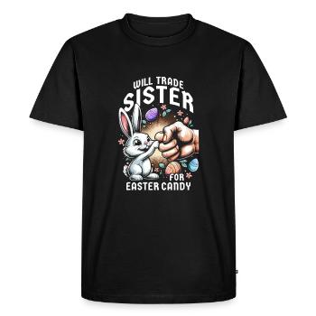 Échangera sa sœur contre des bonbons de Pâques - T-shirt Premium bio Homme - noir - Devant - Nico (187cm)