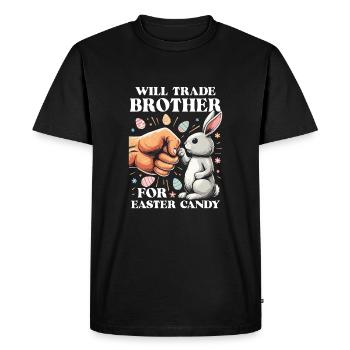 Échangera son frère contre des bonbons de Pâques - T-shirt Premium bio Homme - noir - Devant - Nico (187cm)
