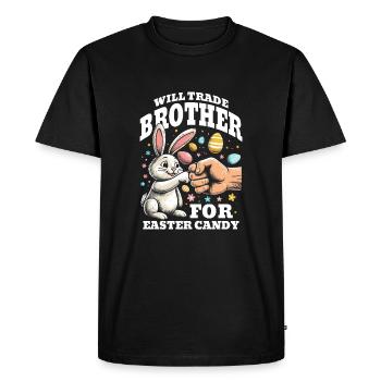 Échangera son frère contre des bonbons de Pâques - T-shirt Premium bio Homme - noir - Devant - Nico (187cm)