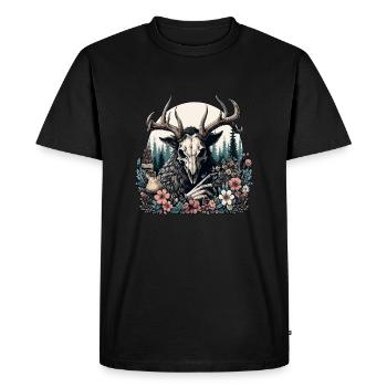 Wendigo cryptide floral - T-shirt Premium bio Homme - noir - Devant - Nico (187cm)