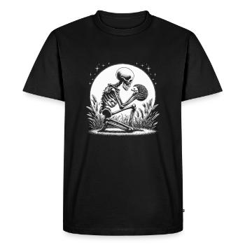 Squelette tenant un hérisson épineux - T-shirt Premium bio Homme - noir - Devant - Nico (187cm)