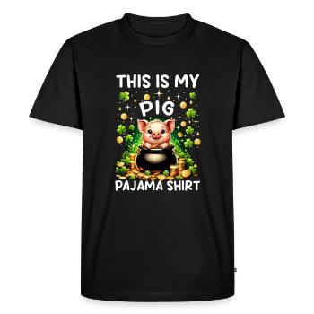 C’est ma chemise de pyjama cochon - T-shirt Premium bio Homme - noir - Devant - Nico (187cm)