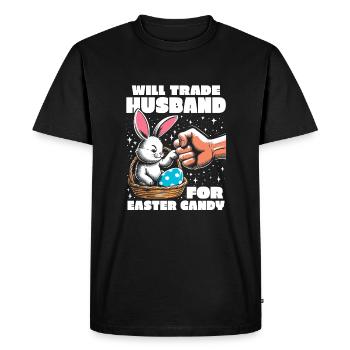 Échangera son mari contre des bonbons de Pâques - T-shirt Premium bio Homme - noir - Devant - Nico (187cm)