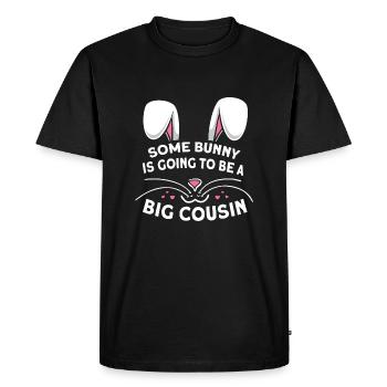 Un lapin va être un grand cousin - T-shirt Premium bio Homme - noir - Devant - Nico (187cm)