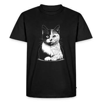 Geometric polygonal cat - Men's Premium Organic T-Shirt - black - Front - Nico (187cm)