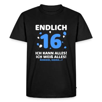 Finally 16 I can do it all, I know everything - Men's Premium Organic T-Shirt - black - Front - Nico (187cm)