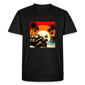 Tortue des Galapagos - T-shirt Premium bio Homme - noir - Devant - Nico (187cm)