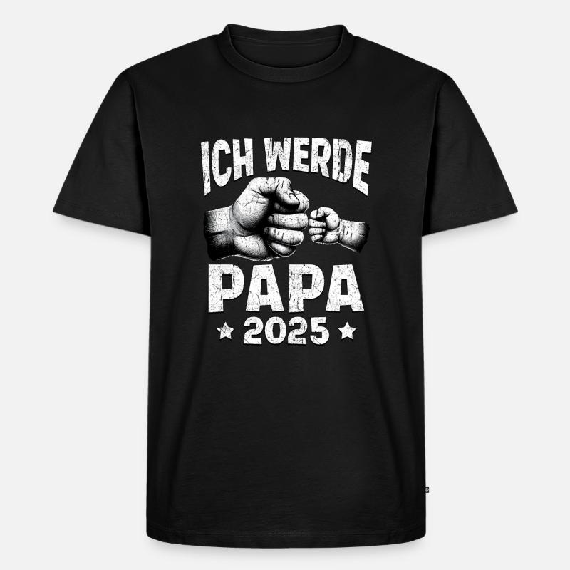 Ich werde Papa 2025 - Männer Premium Bio T-Shirt - Schwarz