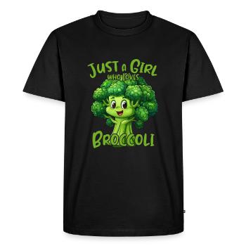 Juste une fille qui aime le brocoli - T-shirt Premium bio Homme - noir - Devant - Nico (187cm)