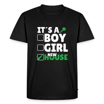 It's A Boy Girl New House - Men's Premium Organic T-Shirt - black - Front - Nico (187cm)