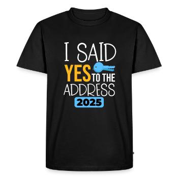 J’ai dit oui à l’adresse 2025 - T-shirt Premium bio Homme - noir - Devant - Nico (187cm)