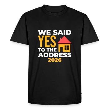 Nous avons dit oui à l’adresse 2026 - T-shirt Premium bio Homme - noir - Devant - Nico (187cm)