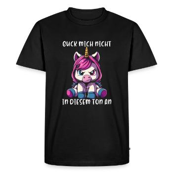 Ne me regarde pas sur ce ton - T-shirt Premium bio Homme - noir - Devant - Nico (187cm)