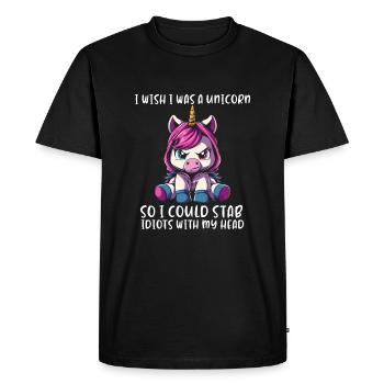 I Wish Was A Unicorn - Men's Premium Organic T-Shirt - black - Front - Nico (187cm)