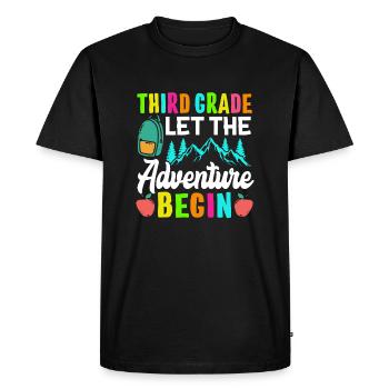 Troisième année : que l’aventure commence - T-shirt Premium bio Homme - noir - Devant - Nico (187cm)