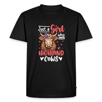 Just A Girl Who Loves Highland Cows - Men's Premium Organic T-Shirt - black - Front - Nico (187cm)