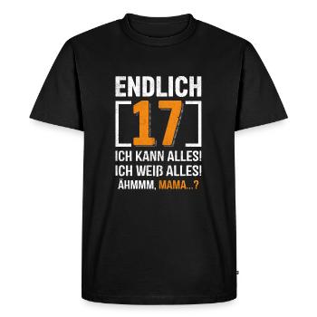 Enfin 17 je peux tout faire, je sais tout - T-shirt Premium bio Homme - noir - Devant - Nico (187cm)