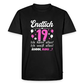 Enfin 19 ans, je peux tout faire, je sais tout - T-shirt Premium bio Homme - noir - Devant - Nico (187cm)