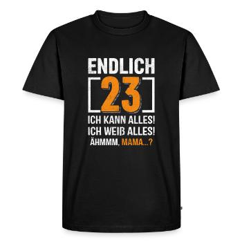 Enfin 23 je peux tout faire, je sais tout - T-shirt Premium bio Homme - noir - Devant - Nico (187cm)