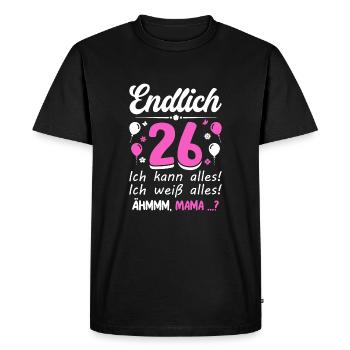 26 Anniversaire Je peux tout faire Je sais tout - T-shirt Premium bio Homme - noir - Devant - Nico (187cm)