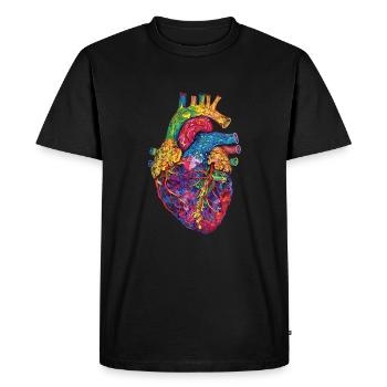 Art anatomique du coeur coloré - T-shirt Premium bio Homme - noir - Devant - Nico (187cm)