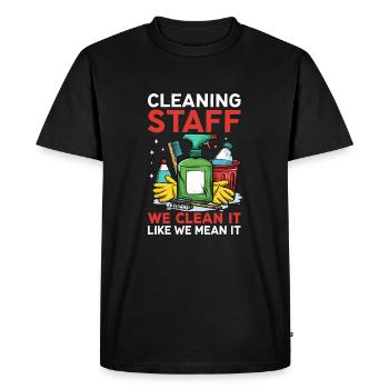 Personnel de nettoyage - T-shirt Premium bio Homme - noir - Devant - Nico (187cm)