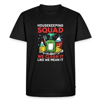 Housekeeping Squad - Men's Premium Organic T-Shirt - black - Front - Nico (187cm)