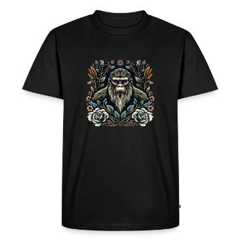 Floral Bigfoot Sasquatch - Men's Premium Organic T-Shirt - black - Front - Nico (187cm)