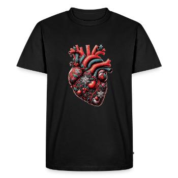 Coeur Anatomique de Noël - T-shirt Premium bio Homme - noir - Devant - Nico (187cm)