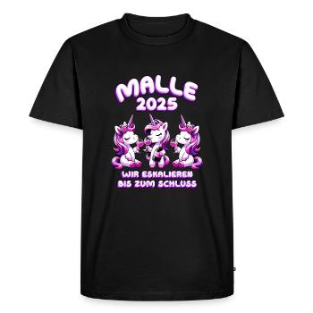 Malle 2025 Nous intensifions jusqu’au bout - T-shirt Premium bio Homme - noir - Devant - Nico (187cm)