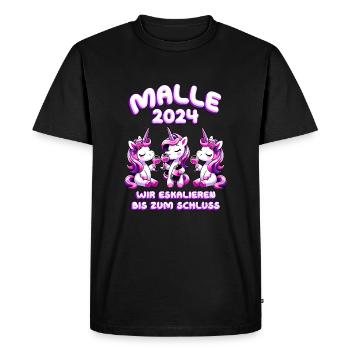 Malle 2024 Nous intensifions jusqu’au bout - T-shirt Premium bio Homme - noir - Devant - Nico (187cm)