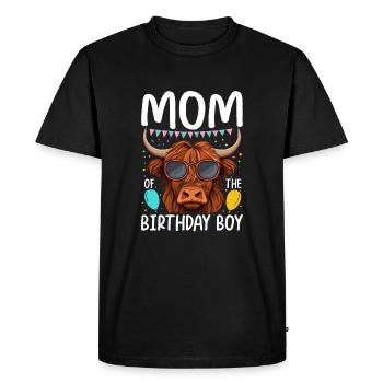 Maman du garçon d’anniversaire - T-shirt Premium bio Homme - noir - Devant - Nico (187cm)