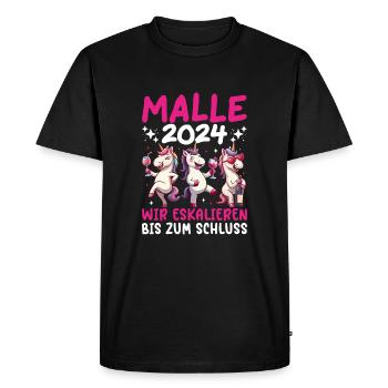 Malle 2024 Licorne Nous intensifions jusqu’à la fin - T-shirt Premium bio Homme - noir - Devant - Nico (187cm)