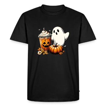 Café à la citrouille fantôme - T-shirt Premium bio Homme - noir - Devant - Nico (187cm)