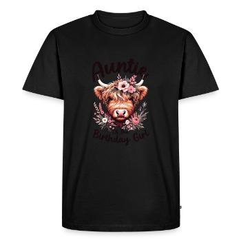Tante de la fille d’anniversaire - T-shirt Premium bio Homme - noir - Devant - Nico (187cm)