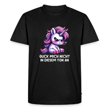 Ne me regarde pas sur ce ton - T-shirt Premium bio Homme - noir - Devant - Nico (187cm)