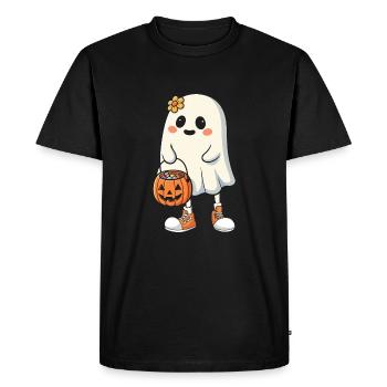 Fantôme mignon avec des bonbons - T-shirt Premium bio Homme - noir - Devant - Nico (187cm)