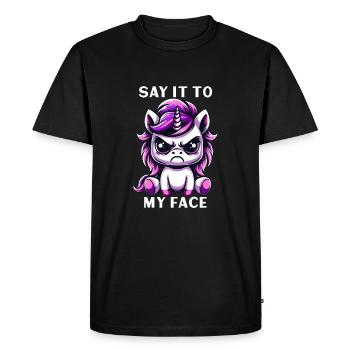 Dis-le-moi en face - T-shirt Premium bio Homme - noir - Devant - Nico (187cm)