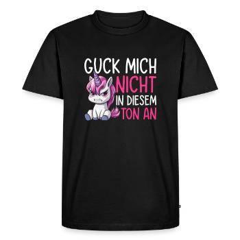 Ne me regarde pas sur ce ton - T-shirt Premium bio Homme - noir - Devant - Nico (187cm)